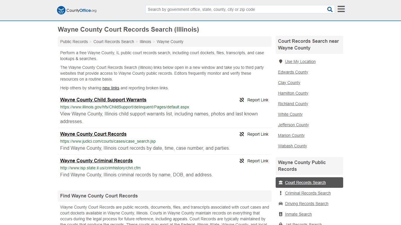 Wayne County Court Records Search (Illinois) - County Office